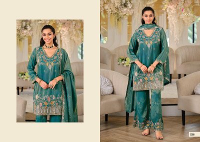 Eba Lifestyle Zeenat Shimmer Silk Suits with Beads Work And Plazzo readymade suit catalogs