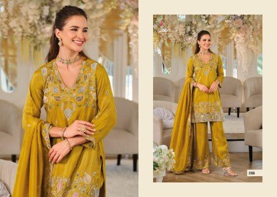 Eba Lifestyle Zeenat Shimmer Silk Suits with Beads Work And Plazzo readymade suit catalogs