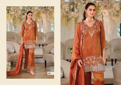 Eba Lifestyle Zeenat Shimmer Silk Suits with Beads Work And Plazzo readymade suit catalogs
