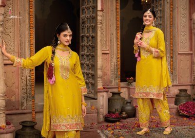 Eba lifestyle Kashish Chinon Afgani Set with Dupatta readymade suit catalogs