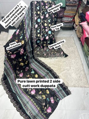 Elaf Signature Vol-3 Pakistani Heavy Lawn Cotton Embroidered Dress Material dress material catalogs
