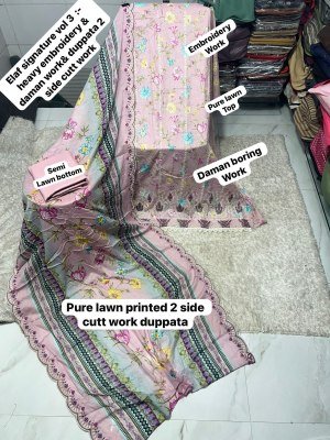 Elaf Signature Vol-3 Pakistani Heavy Lawn Cotton Embroidered Dress Material dress material catalogs