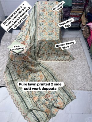 Elaf Signature Vol-3 Pakistani Heavy Lawn Cotton Embroidered Dress Material dress material catalogs