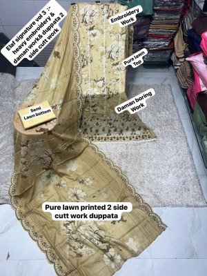 Elaf Signature Vol-3 Pakistani Heavy Lawn Cotton Embroidered Dress Material dress material catalogs