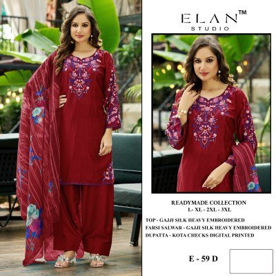 Elan Studio E 59 Readymade Gajji Silk Heavy Farsi Salwar 3 Piece Set salwar kameez catalogs