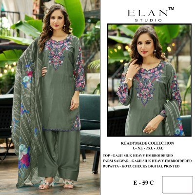 Elan Studio E 59 Readymade Gajji Silk Heavy Farsi Salwar 3 Piece Set salwar kameez catalogs