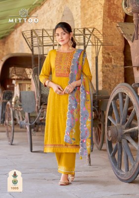 Elegance by mittoo reyon thread embroidered readymade suit catalogue at affordable rate readymade suit catalogs