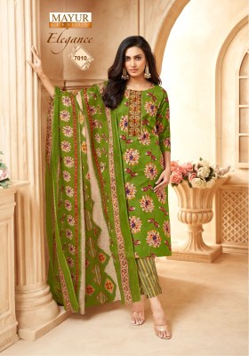 Elegance vol 7 by Mayur Pure Cotton Printed embroidered top bottom and dupatta catalogue at affordable rate readymade suit catalogs