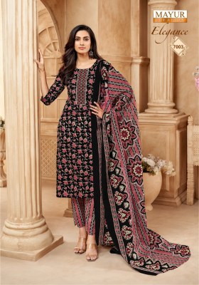 Elegance vol 7 by Mayur Pure Cotton Printed embroidered top bottom and dupatta catalogue at affordable rate readymade suit catalogs