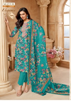 Elegance vol 7 by Mayur Pure Cotton Printed embroidered top bottom and dupatta catalogue at affordable rate readymade suit catalogs
