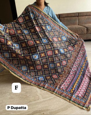 Elegant Pakistani Chinon Silk Dupatta with Hit Print  Mirror Work 4 Side Border Perfect for Any Ethnic Attire Wholesale Amavi