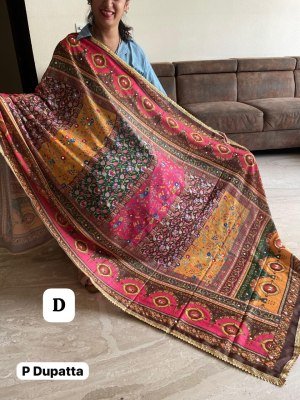 Elegant Pakistani Chinon Silk Dupatta with Hit Print  Mirror Work 4 Side Border Perfect for Any Ethnic Attire Wholesale dupatta