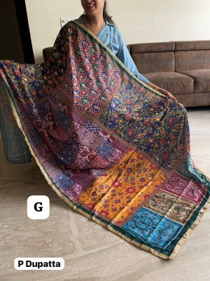Elegant Pakistani Chinon Silk Dupatta with Hit Print  Mirror Work 4 Side Border Perfect for Any Ethnic Attire Wholesale dupatta