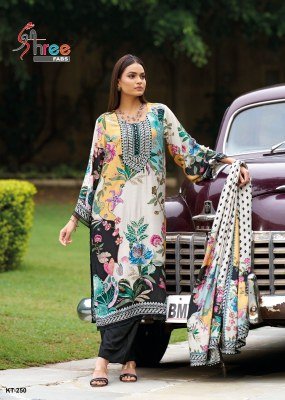 Elegant Shree Fab KT 250 Unstitched Suit  Pure Viscose Maslin, Hand And Aari Work, Digital Print Dupatta Wholesale Shree fab