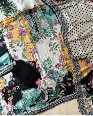 Elegant Shree Fab KT 250 Unstitched Suit  Pure Viscose Maslin, Hand And Aari Work, Digital Print Dupatta Wholesale dress material catalogs