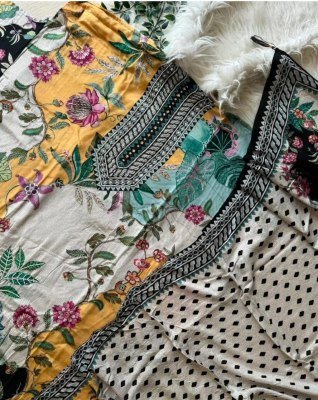 Elegant Shree Fab KT 250 Unstitched Suit  Pure Viscose Maslin, Hand And Aari Work, Digital Print Dupatta Wholesale dress material catalogs