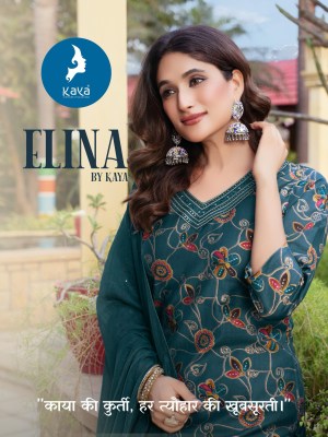Elina by Kaya 3 piece concept foil printed straight cut readymade suit collection in low budget Kaya kurti