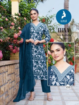Elina by Kaya 3 piece concept foil printed straight cut readymade suit collection in low budget readymade suit catalogs