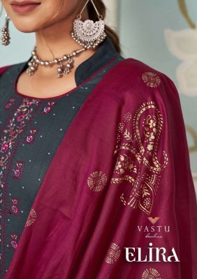 Elira Vol 1 by Vastu pure cotton printed embroidered readymade suit catalogue at affordable rate  Amavi