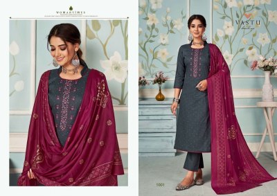 Elira Vol 1 by Vastu pure cotton printed embroidered readymade suit catalogue at affordable rate  readymade suit catalogs