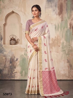 Ellie Linen Woven Resham Designer Saree with Unstitched Blouse 