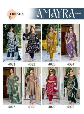 Erraha Amayra Vol 3 Umbrella Style suit heavy vetican cotton catalogue wholesale rate  kurti pant with dupatta Catalogs