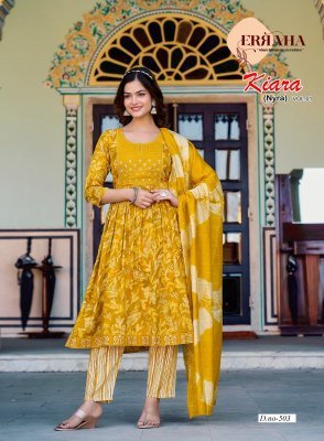 Erraha Kiara Vol 1  Nyra Cut  heavy rayon catalogue wholesale rate  kurti pant with dupatta Catalogs