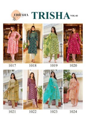 Erraha Trisha Vol 3 Umbrella Style suit  heavy rayon catalogue wholesale rate  kurti pant with dupatta Catalogs