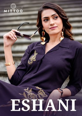 Eshani by Mittoo Thread hand work reyon fancy kurti with pant collection at low rate Mittoo Kurti catalogue 
