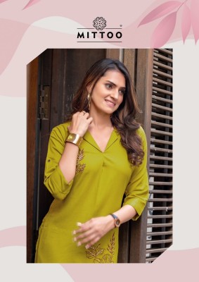 Eshani by Mittoo Thread hand work reyon fancy kurti with pant collection at low rate kurtis catalogs