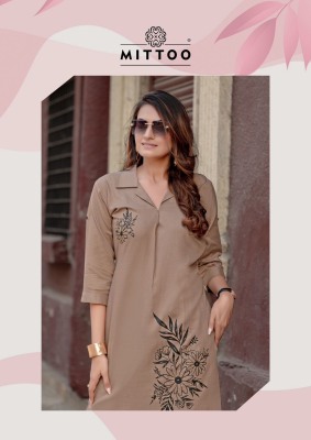 Eshani by Mittoo Thread hand work reyon fancy kurti with pant collection at low rate kurtis catalogs