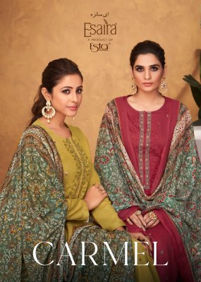 Esta Esaira present carmel cotton embroidered unstitched dress material catalogue Esta Designs 