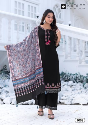 Evergreen by Kadlee Thread Handwork Fancy Kurti Pant with Dupatta catalogue at low rate readymade suit catalogs