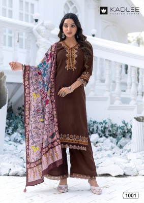 Evergreen by Kadlee Thread Handwork Fancy Kurti Pant with Dupatta catalogue at low rate readymade suit catalogs