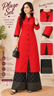 Exclusive Rayon Kurti Set with Printed Palazzo wholesale catalogs