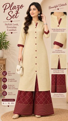 Exclusive Rayon Kurti Set with Printed Palazzo Size wise Combo Set