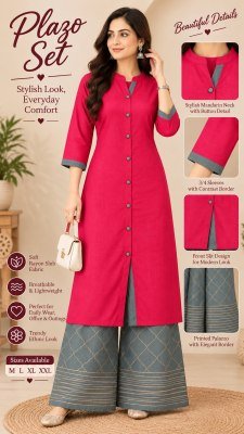 Exclusive Rayon Kurti Set with Printed Palazzo Size wise Combo Set