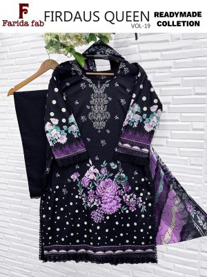 FARIDA FAB FIRDAUS QUEEN Vol-19 Readymade 3-Piece Lawn Cotton Suit Set kurti pant with dupatta Catalogs