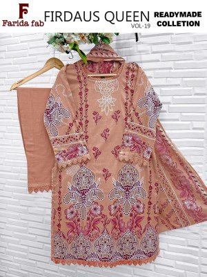 FARIDA FAB FIRDAUS QUEEN Vol-19 Readymade 3-Piece Lawn Cotton Suit Set kurti pant with dupatta Catalogs