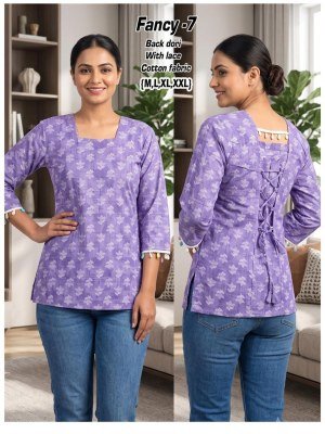 Fancy Cotton Back Dori Pattern Kurti Collection Size wise Combo Set