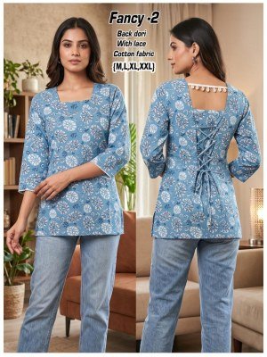 Fancy Cotton Back Dori Pattern Kurti Collection Size wise Combo Set