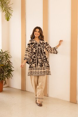 Fancy Premium Cotton Schiffli Co-Ord Set with Bottom Detailing 