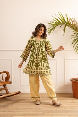 Fancy Premium Cotton Schiffli Co-Ord Set with Bottom Detailing co ord set catalogs