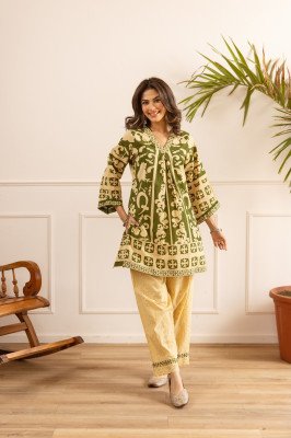 Fancy Premium Cotton Schiffli Co-Ord Set with Bottom Detailing co ord set catalogs