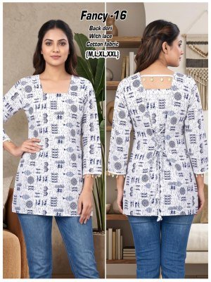 Fancy Short Kurti Cotton Back Dori Pattern Collection Size wise Combo Set