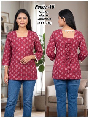 Fancy Short Kurti Cotton Back Dori Pattern Collection Size wise Combo Set