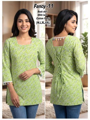 Fancy Short Kurti Cotton Back Dori Pattern Collection Size wise Combo Set