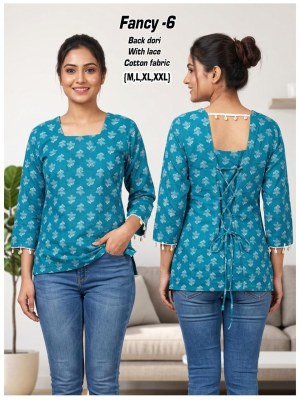 Fancy Short Kurti Cotton Back Dori Pattern Collection Size wise Combo Set