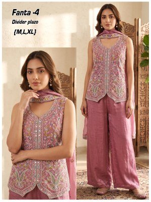 Fanta 1-6 Fendi Silk 3-Piece Top Divider Palazzo Dupatta 