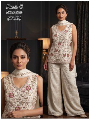 Fanta 1-6 Fendi Silk 3-Piece Top Divider Palazzo Dupatta Size wise Combo Set